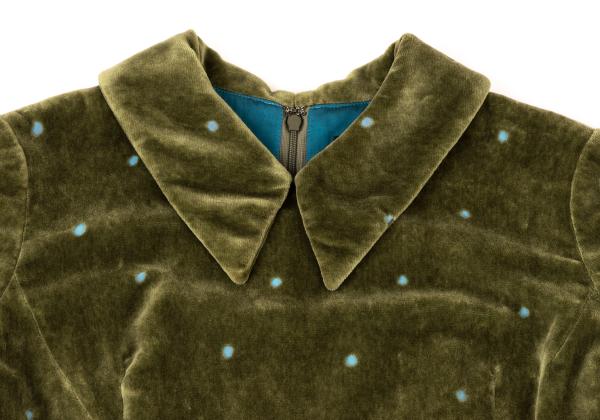 mina perhonen Cutout Dot Velour Dress Green Size 38