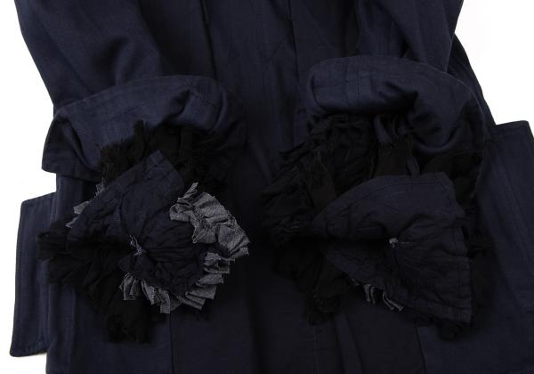 COMME des GARCONS Frill Sleeve Layered Jacket Navy Size M