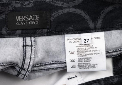 VERSACE CLASSIC V2 Stretch Cotton Baroque Pants Navy Size 27