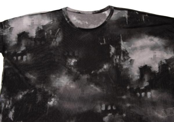 Y's Graphic Print Mesh Sheer T-Shirt Multi Size 2
