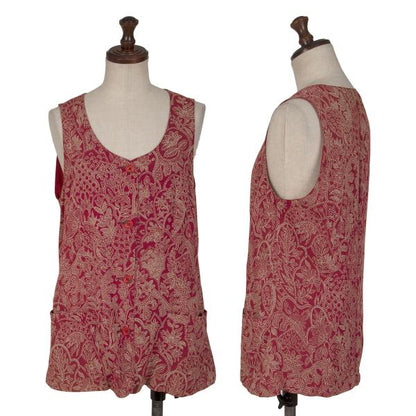 GIORGIO ARMANI Botanical Print Vest Red Beige Size 40