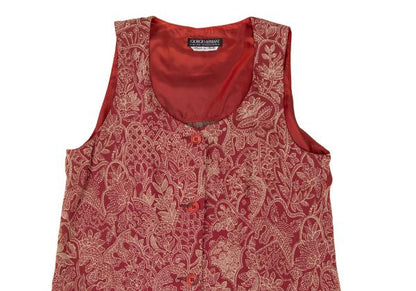 GIORGIO ARMANI Botanical Print Vest Red Beige Size 40