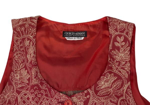 GIORGIO ARMANI Botanical Print Vest Red Beige Size 40