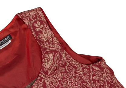 GIORGIO ARMANI Botanical Print Vest Red Beige Size 40