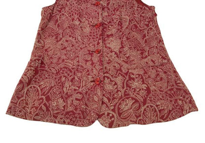 GIORGIO ARMANI Botanical Print Vest Red Beige Size 40