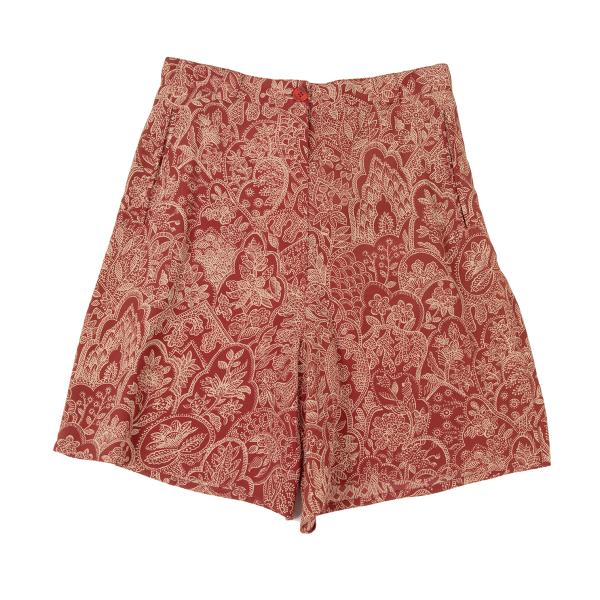 GIORGIO ARMANI Botanical Print Shorts Red-Beige Size 40