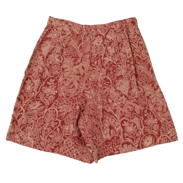 GIORGIO ARMANI Botanical Print Shorts Red-Beige Size 40