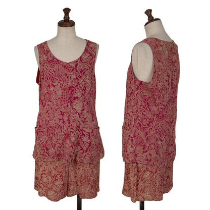GIORGIO ARMANI Botanical Print Shorts Red-Beige Size 40
