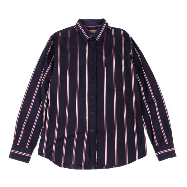 Y's for men Cotton Stripe Shirt Navy Wine Gray Size 4