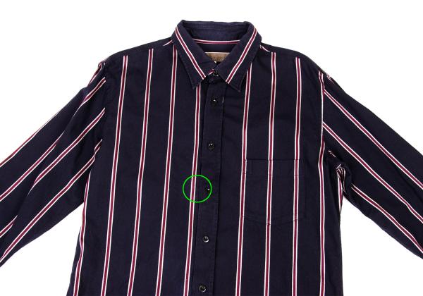 Y's for men Cotton Stripe Shirt Navy Wine Gray Size 4