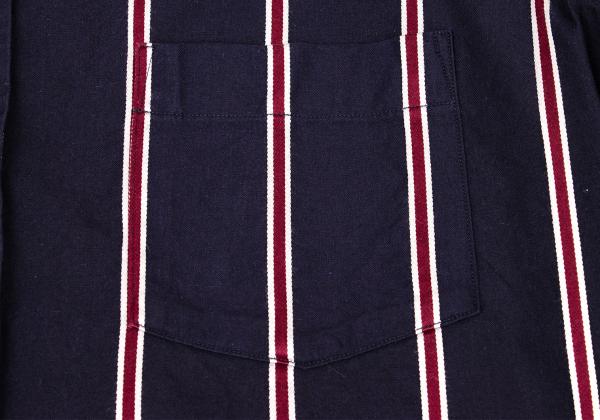 Y's for men Cotton Stripe Shirt Navy Wine Gray Size 4