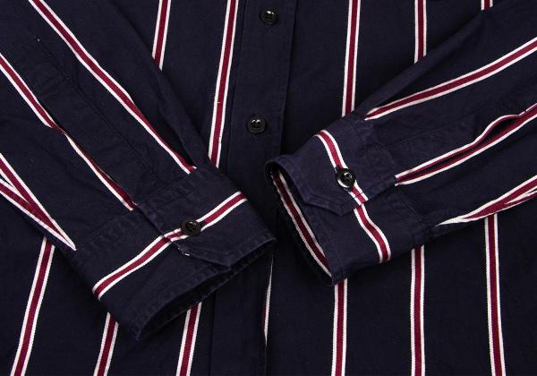 Y's for men Cotton Stripe Shirt Navy Wine Gray Size 4