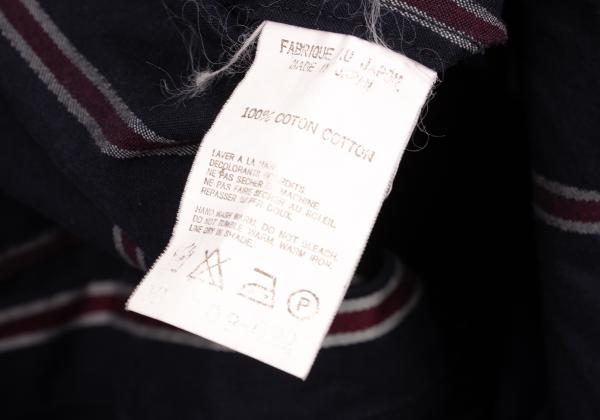 Y's for men Cotton Stripe Shirt Navy Wine Gray Size 4