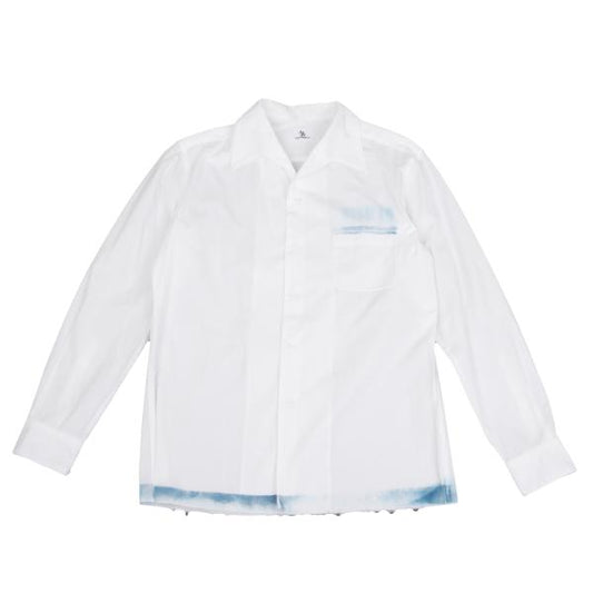 Y's for men Paint Design Open Collar Long Shirt White Size 3