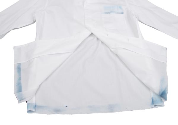 Y's for men Paint Design Open Collar Long Shirt White Size 3