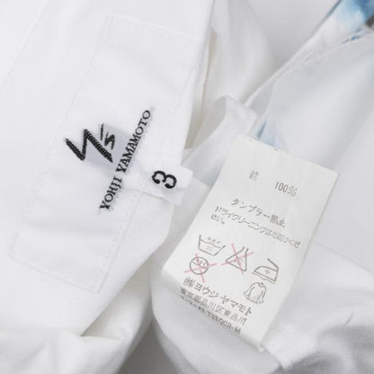 Y's for men Paint Design Open Collar Long Shirt White Size 3