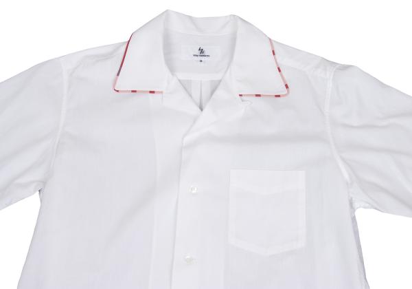 Y's for men Piping Open Collar Short Shirt White/Red Size 3