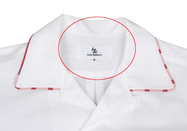 Y's for men Piping Open Collar Short Shirt White/Red Size 3