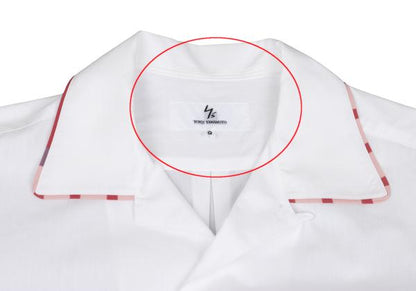 Y's for men Piping Open Collar Short Shirt White/Red Size 3