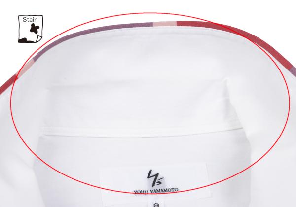 Y's for men Piping Open Collar Short Shirt White/Red Size 3