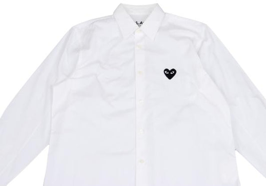 PLAY COMME des GARCONS Heart Patch Long Sleeve Shirt White Size M