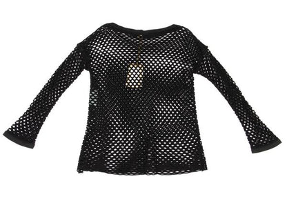 ROMEO GIGLI Black Boat Neck Mesh Long Sleeve Top Size 9T