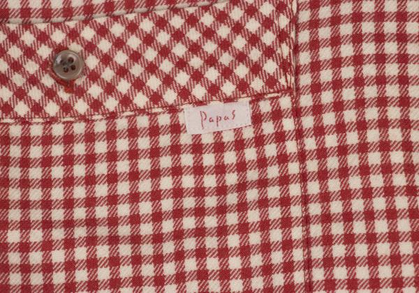 Papas Wool Cotton Check Flannel Shirt Red/Natural Size M