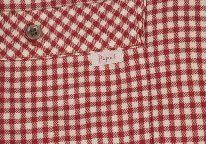 Papas Wool Cotton Check Flannel Shirt Red/Natural Size M
