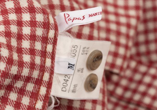 Papas Wool Cotton Check Flannel Shirt Red/Natural Size M