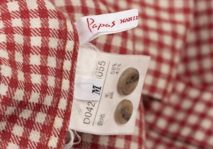 Papas Wool Cotton Check Flannel Shirt Red/Natural Size M