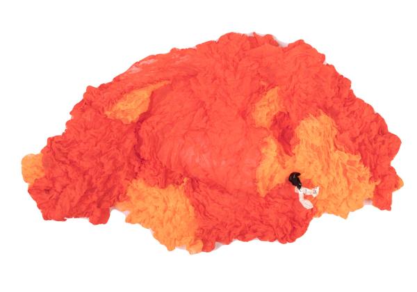 HIDEAKI TAHARA Red Wrinkle Poly Short Jacket Size 40