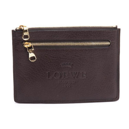 LOEWE Heritage Leather Logo Pouch Brown