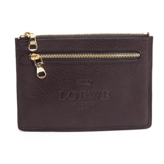 LOEWE Heritage Leather Logo Pouch Brown