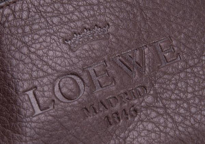 LOEWE Heritage Leather Logo Pouch Brown