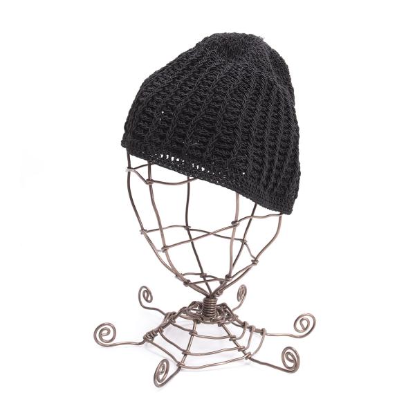 CHANEL Design Knit Cap Black