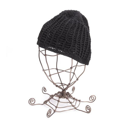CHANEL Design Knit Cap Black