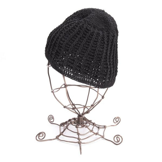 CHANEL Design Knit Cap Black