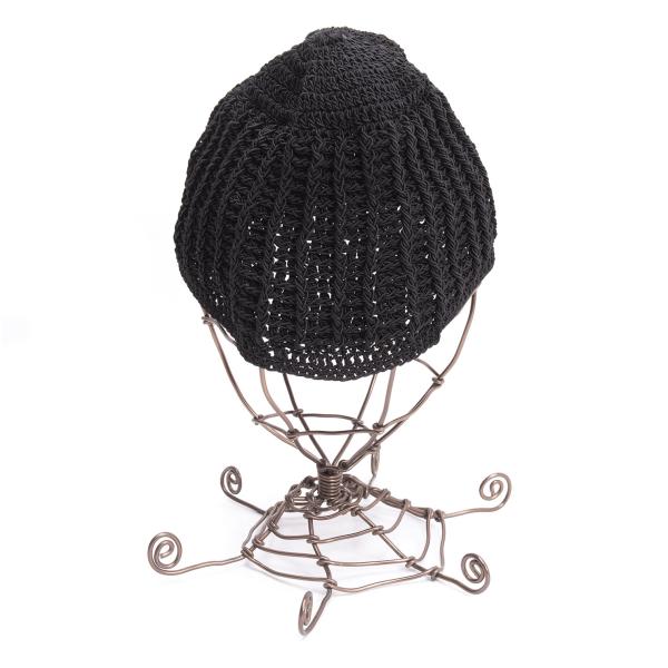 CHANEL Design Knit Cap Black