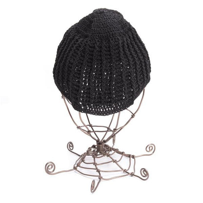 CHANEL Design Knit Cap Black