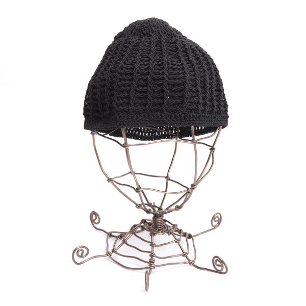 CHANEL Design Knit Cap Black
