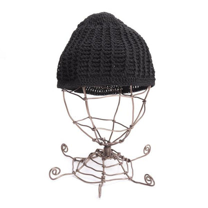 CHANEL Design Knit Cap Black