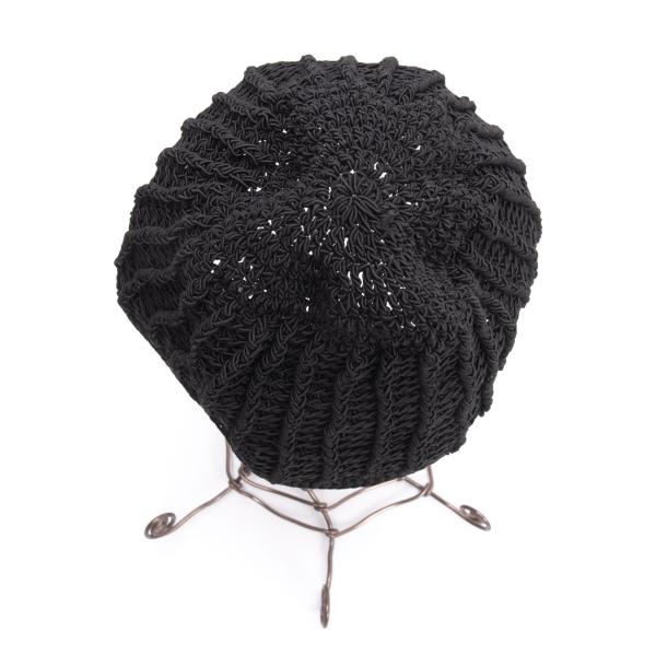 CHANEL Design Knit Cap Black