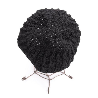 CHANEL Design Knit Cap Black