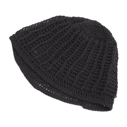 CHANEL Design Knit Cap Black