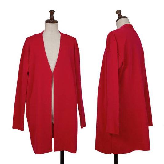 ISSEY MIYAKE PERMANENTE Red No-Collar Cardigan Size M