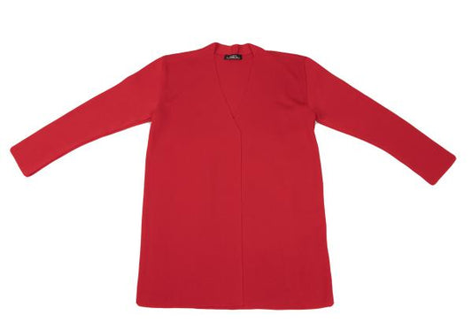 ISSEY MIYAKE PERMANENTE Red No-Collar Cardigan Size M