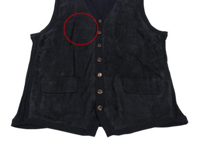 Papas+ Front Suede Panel Knit Vest Navy Size M