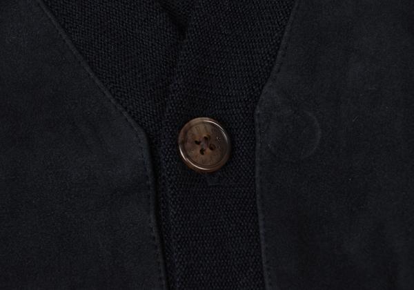 Papas+ Front Suede Panel Knit Vest Navy Size M