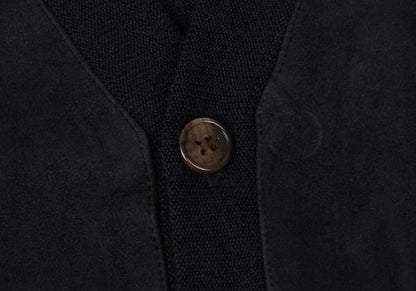 Papas+ Front Suede Panel Knit Vest Navy Size M