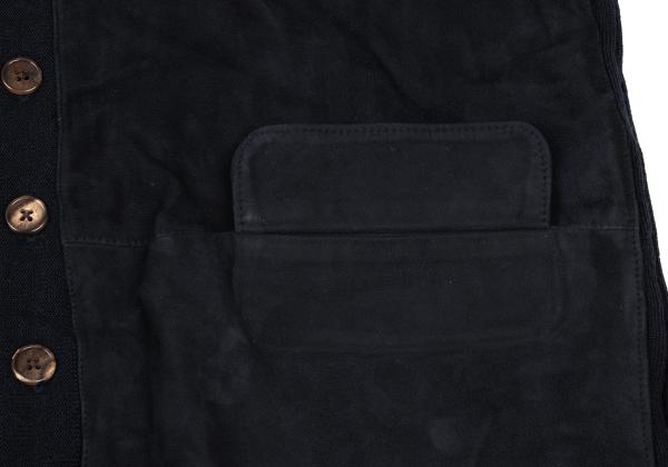 Papas+ Front Suede Panel Knit Vest Navy Size M